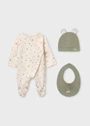 Conjunto babygrow gorro e babete Mayoral