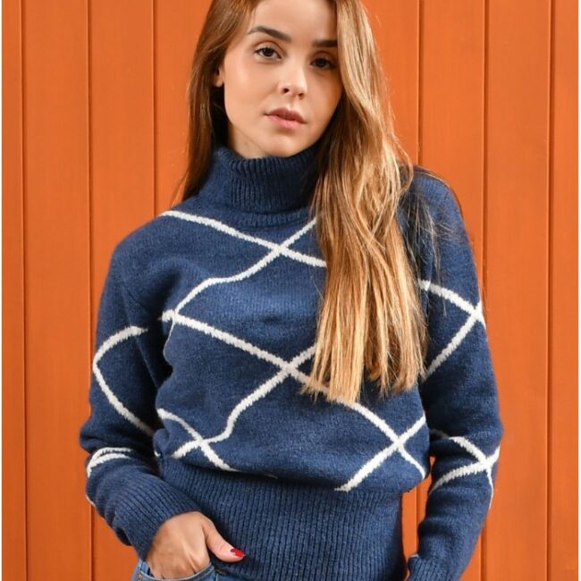 Camisola de malha de gola alta