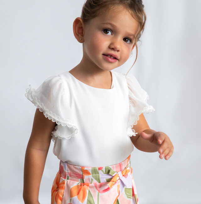Blusa de chifon e renda Mayoral